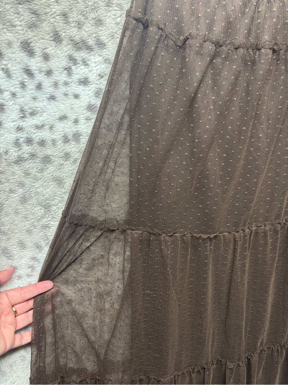 Y2K REQUIREMENTS CHOCOLATE BROWN SHEER OVERLAY MAXI SKIRT - Picture 4 of 4